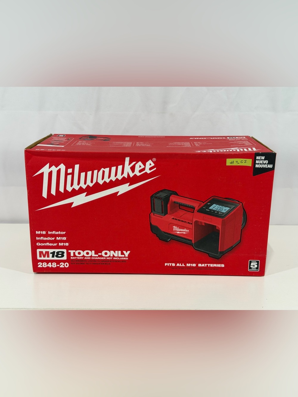#367 Milwaukee 2848-20 M18 18V Cordless Li-Ion Tire Inflator (Tool Only)
